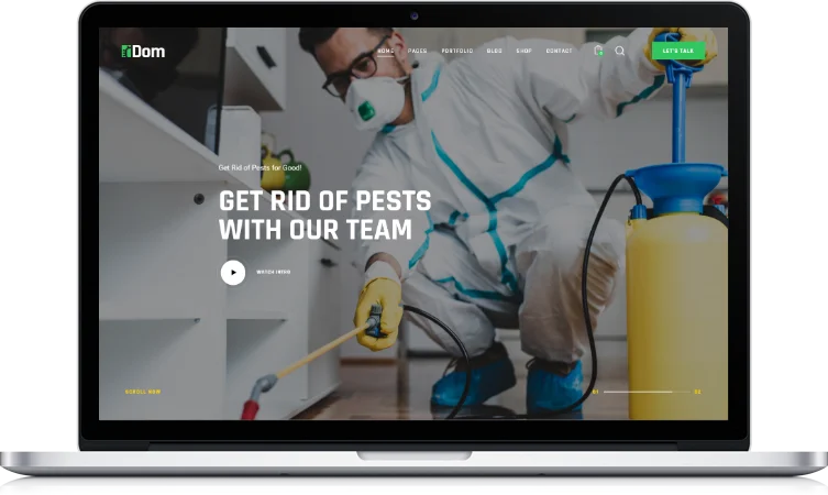 Pest Control Website Mockup on Laptop